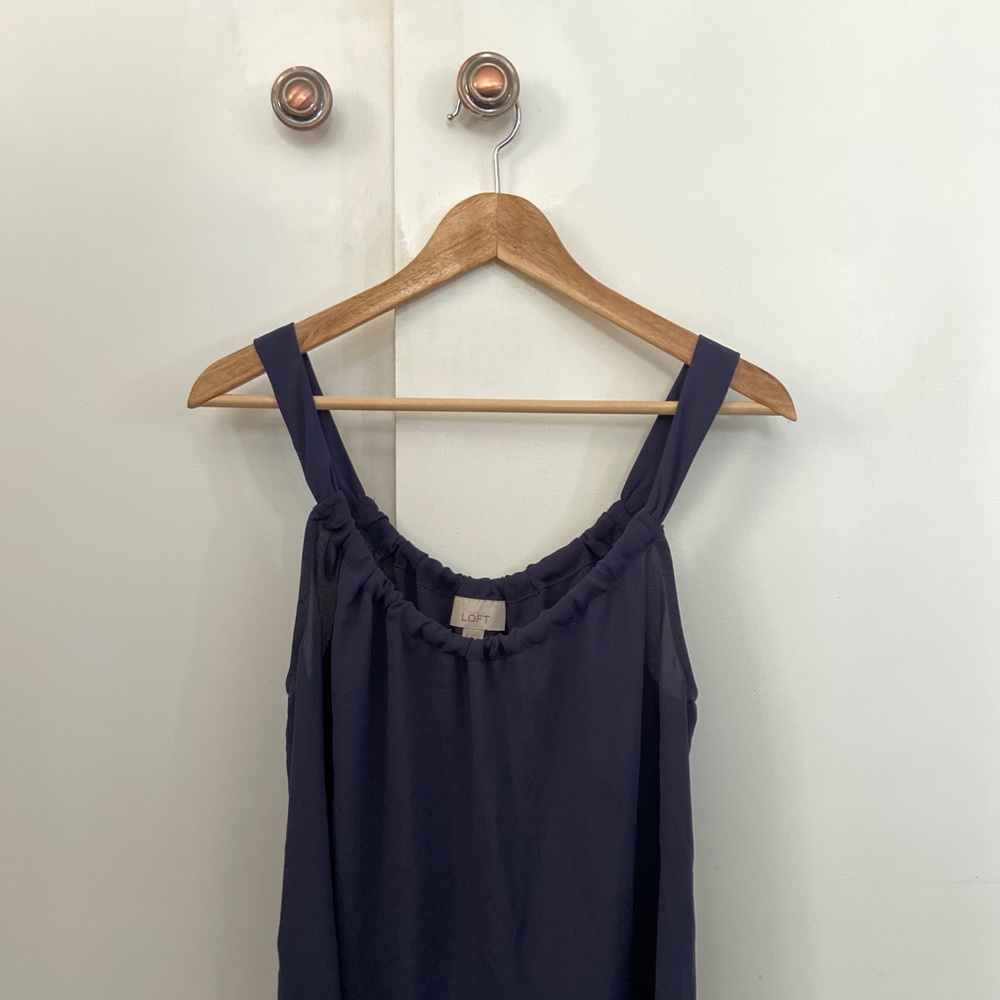 LOFT navy chiffon tank